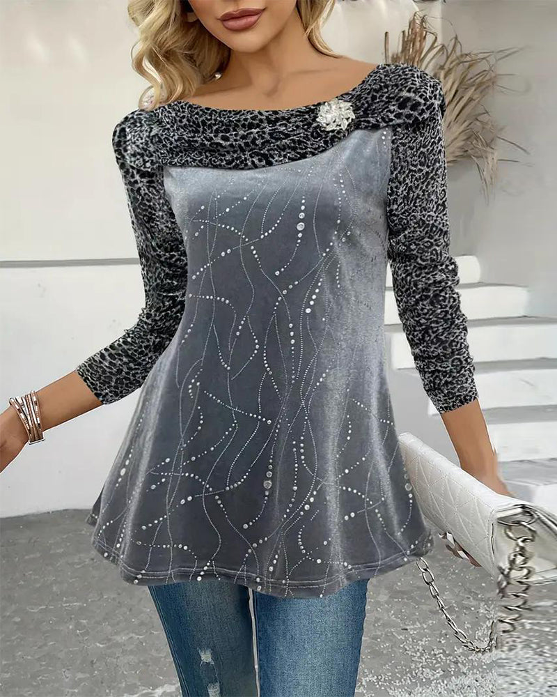 Haut À Manches Longues À Imprimé Léopard