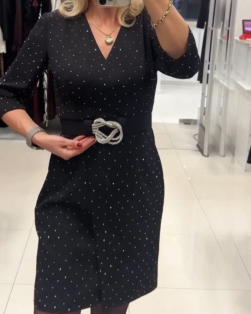 Robe Tendance À Col En V Et Strass