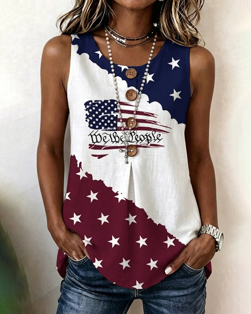 Tank Tops Étoiles Et Rayures Imprimé