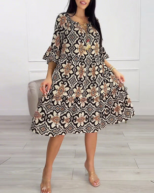 Robe imprimée vintage longueur genou