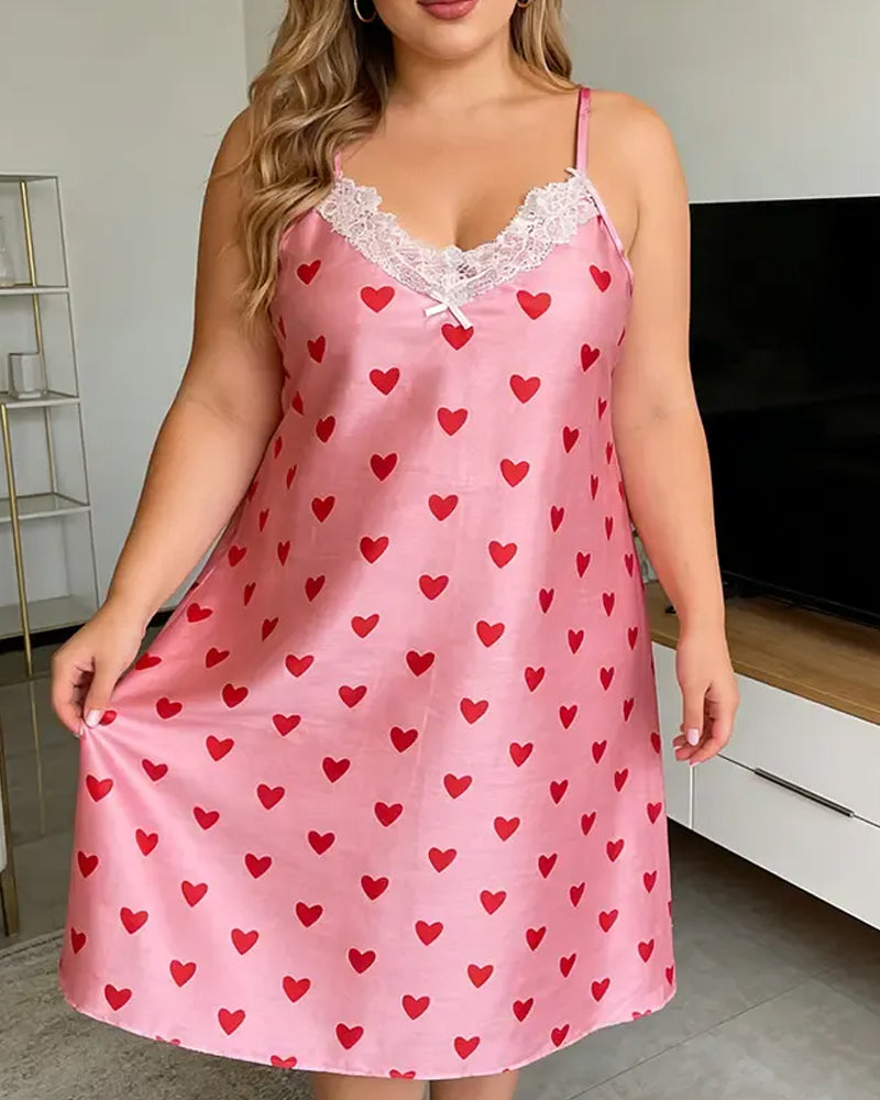 Robe de Nuit Bretelles Spaghetti Cœur Dentelle