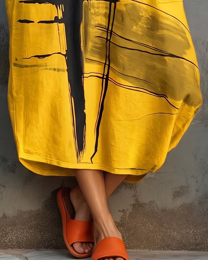 Robe Décontractée Imprimée Sans Manches Longue