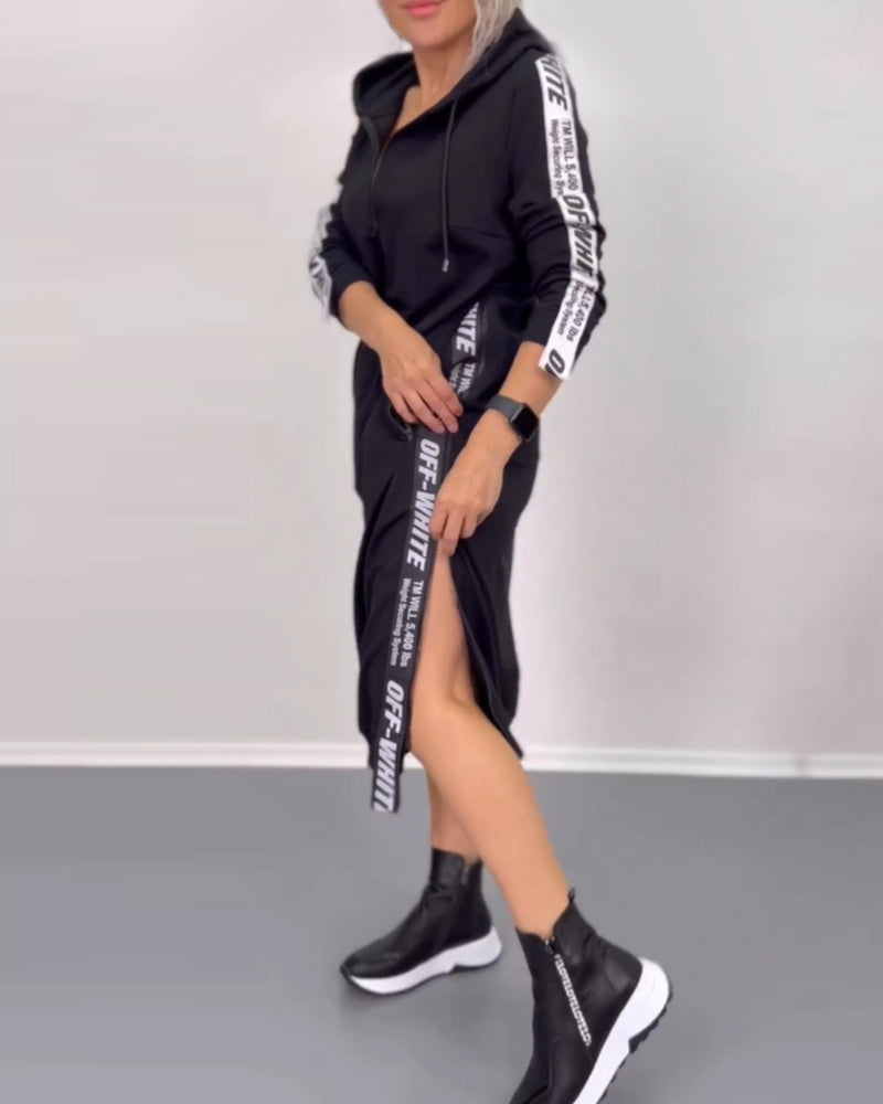 Robe décontractée à capuche zippée