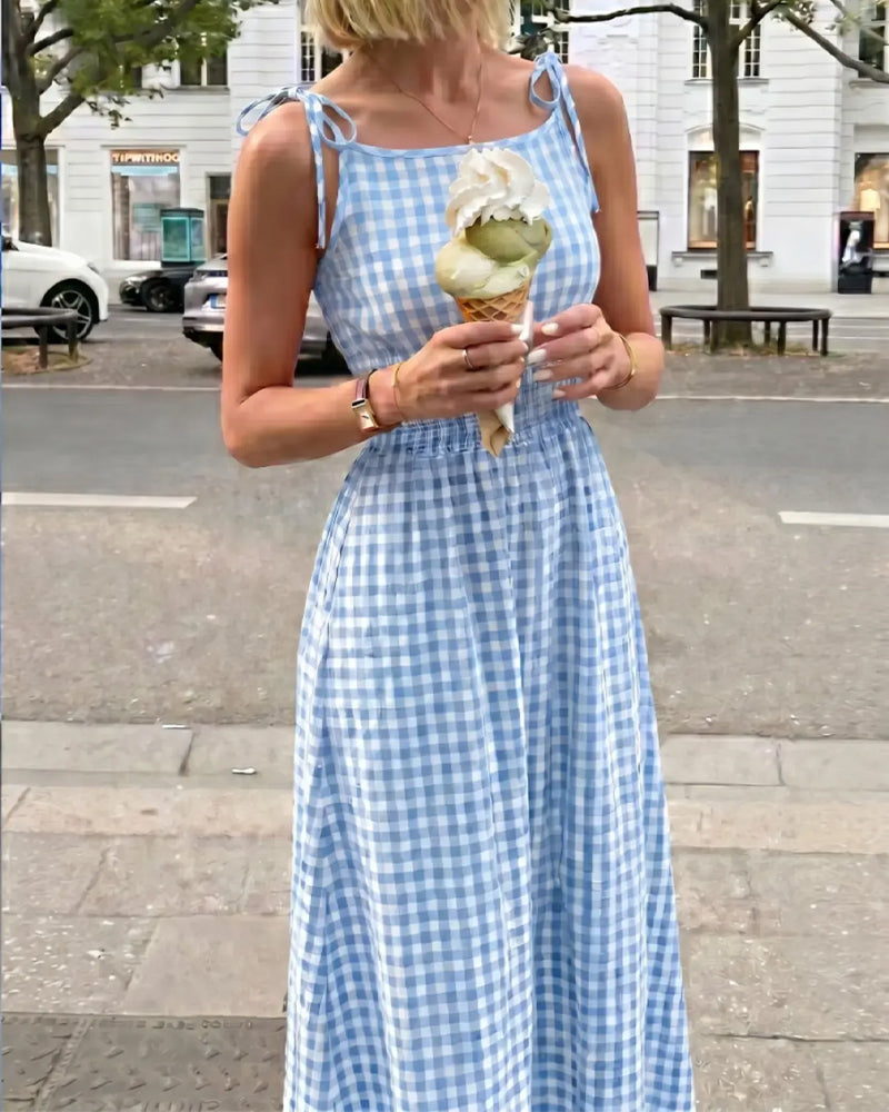 Robe Lacet Écossais Bretelle Ligne A