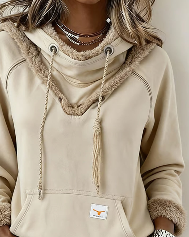 Sweat À Manches Longues À Détails Patchwork Et Poche