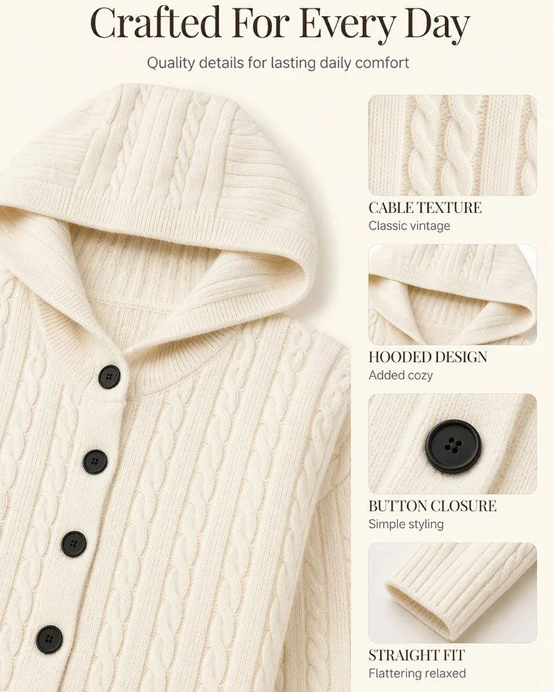 Cardigan Capuche Ouvert Devant Tricoté
