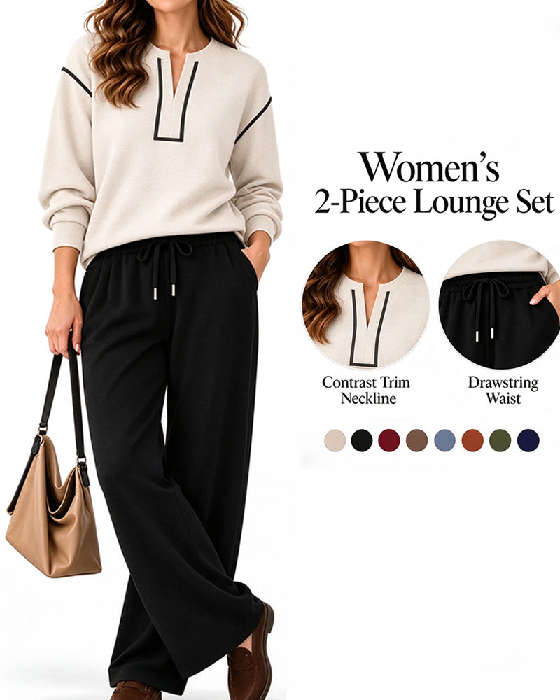 Ensemble Col V Ligne Large Jambe Manche Longue