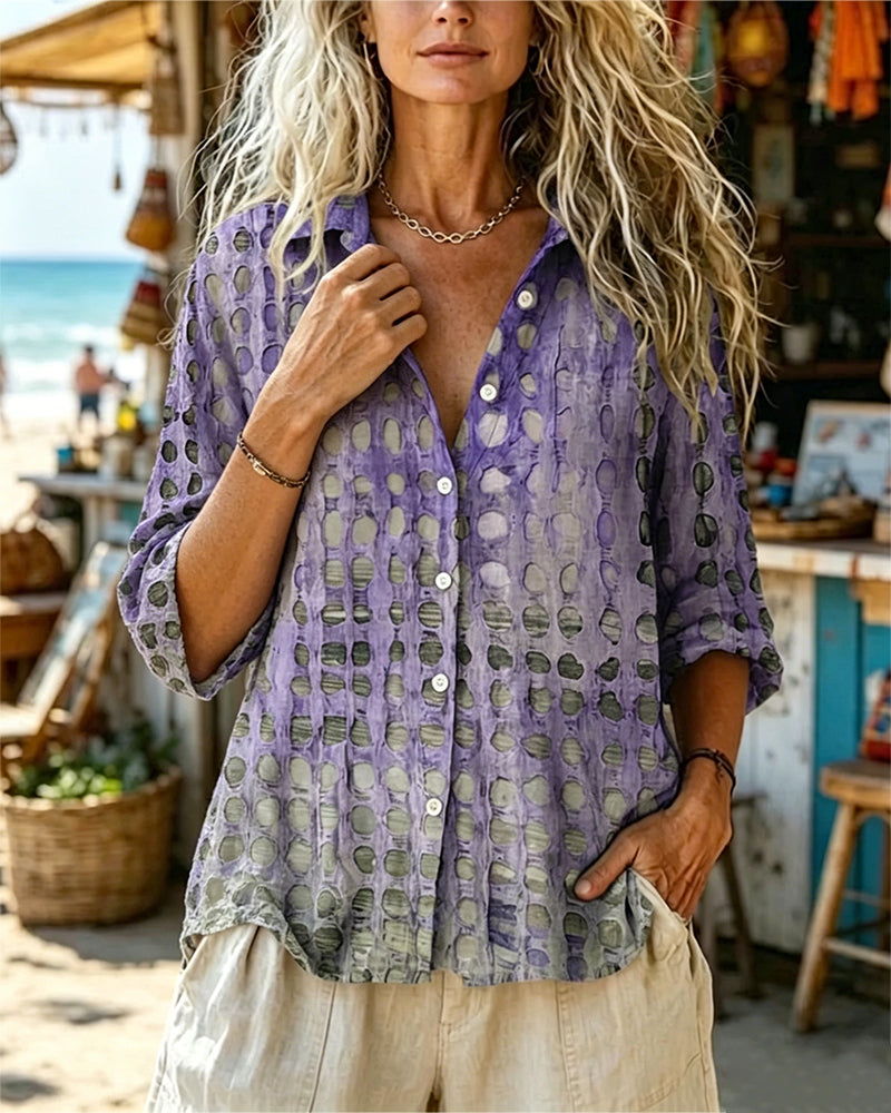 Chemise Dégradé Pois Col Manches Longues