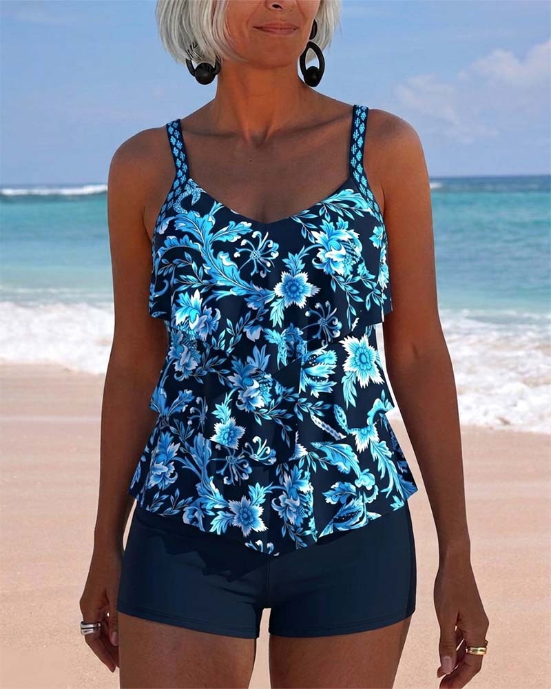Tankini Volant Irrégulier Ourlet
