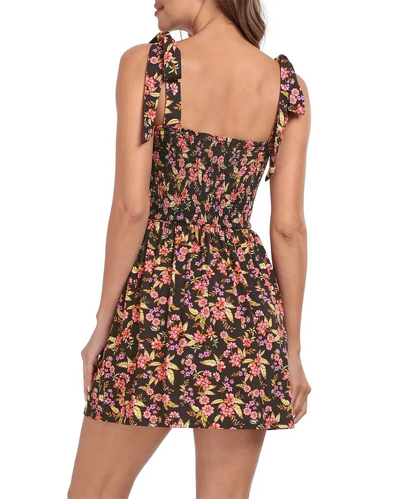 Robe Femme Florale Mini Avec Short Intégré