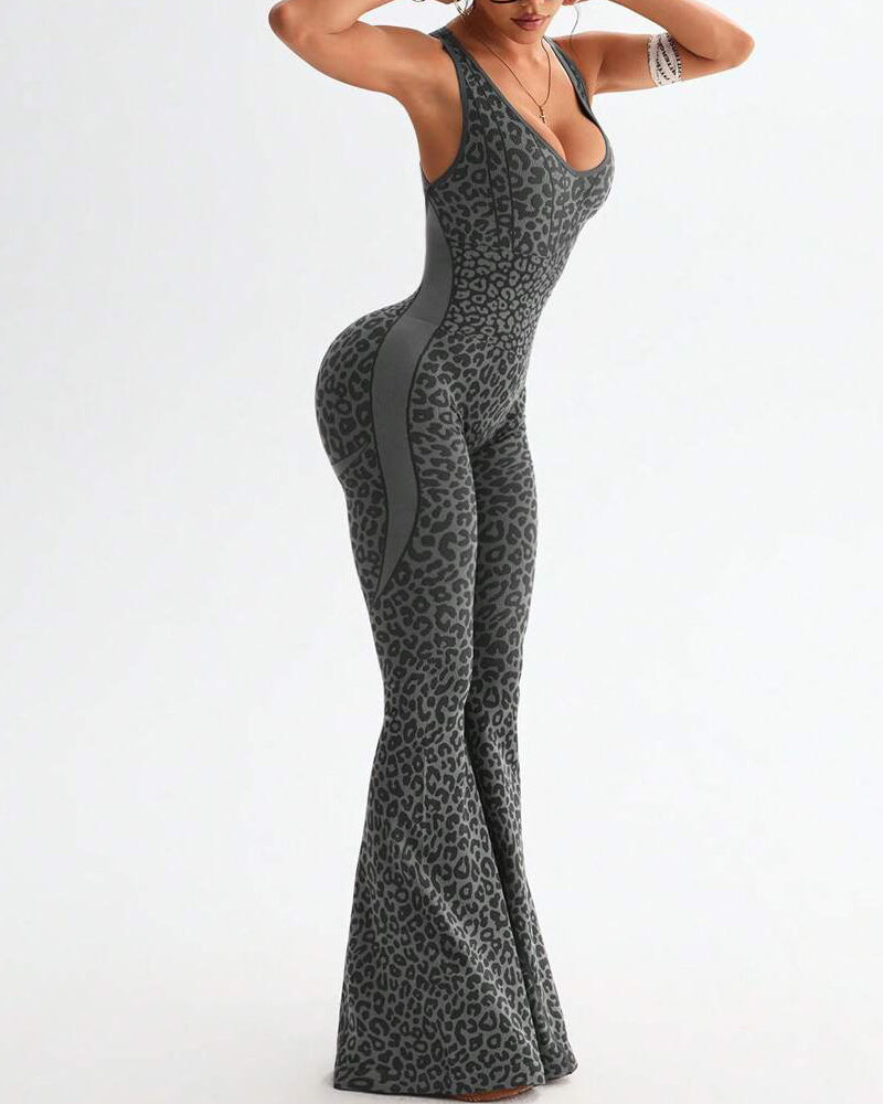 Combinaison De Yoga Léopard Sculptante