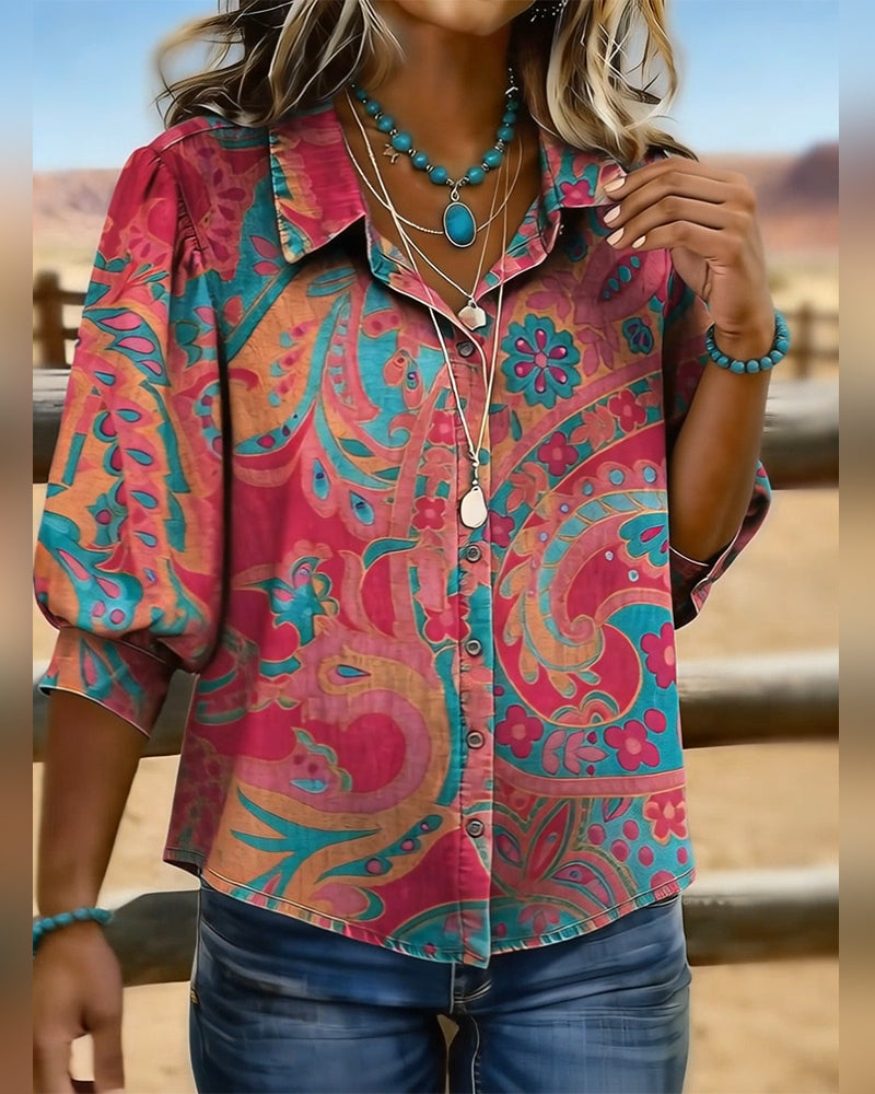Chemise Tendance Imprimée Manches Courtes Ample