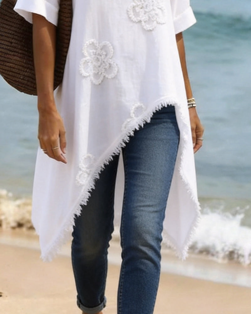 Blouse Col Rond Lâche Asymétrique