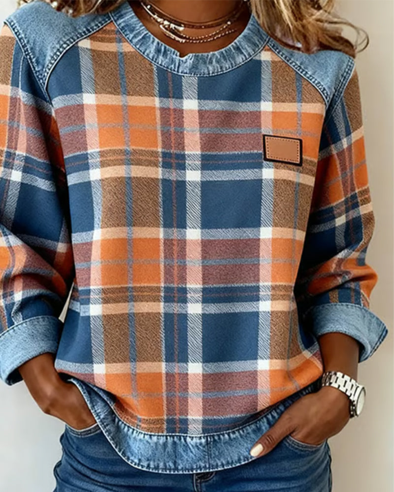 Sweat Tendance À Motif Patchwork À Carreaux