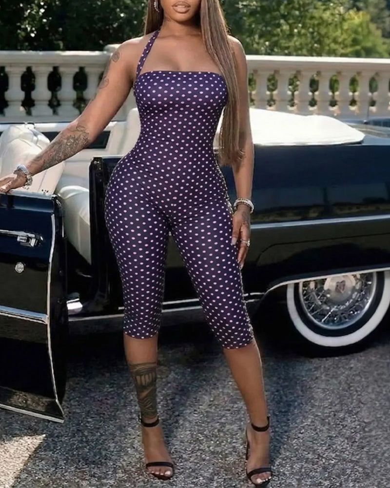 Combinaison Polka Dot Halter Capri