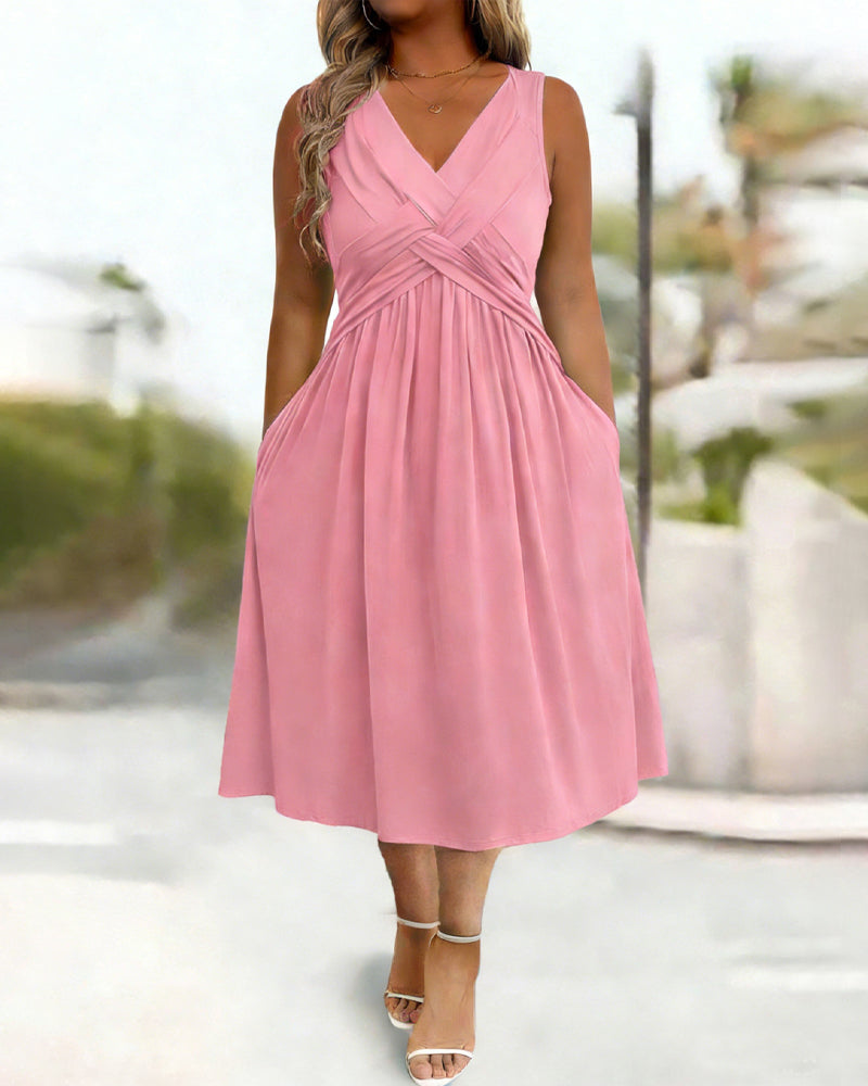 Robe Unie Poche Twist Débardeur
