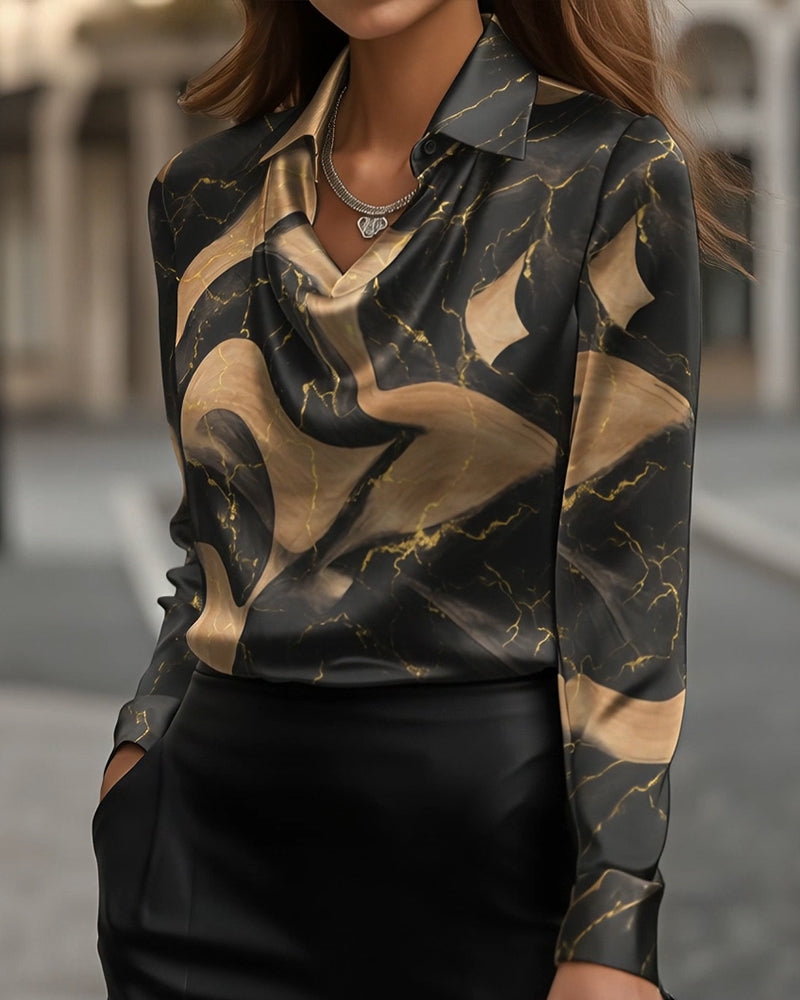 Blouse Imprimée Avec Col Et Poignets