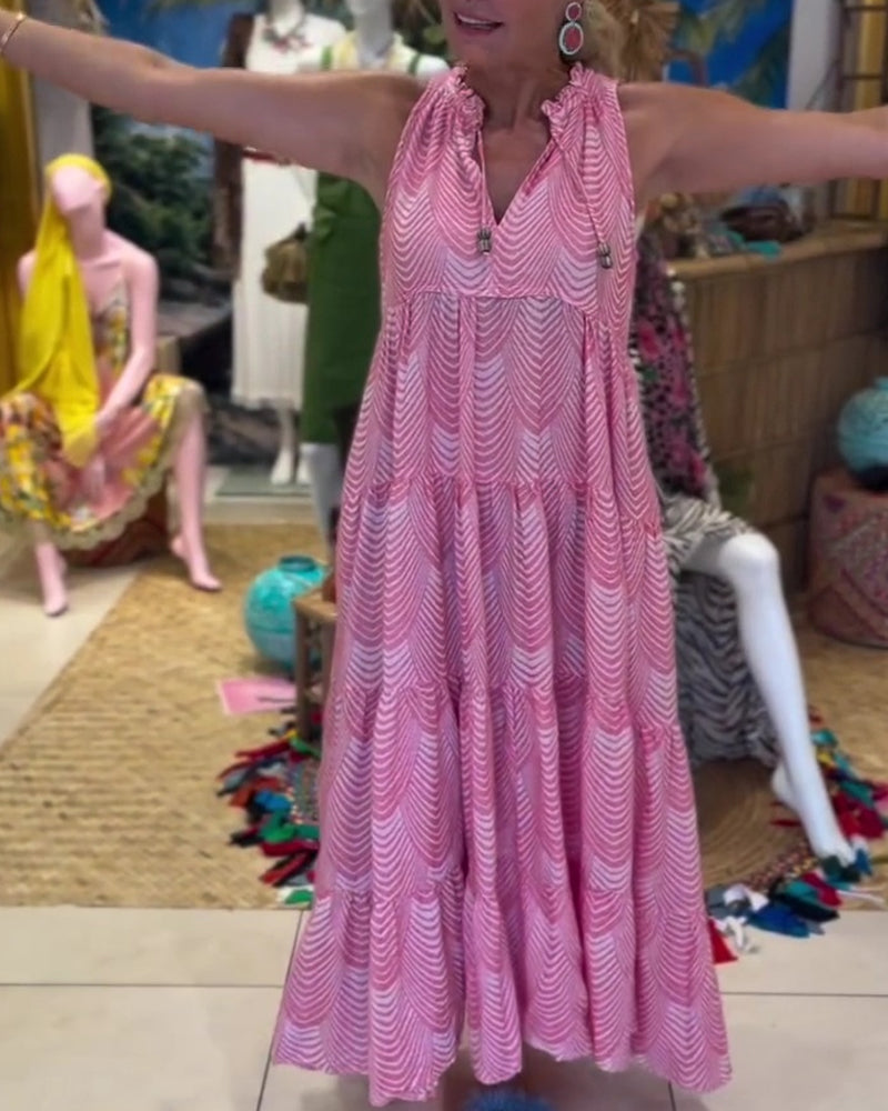 Robe Sans Manches Col V Nuque Étagée