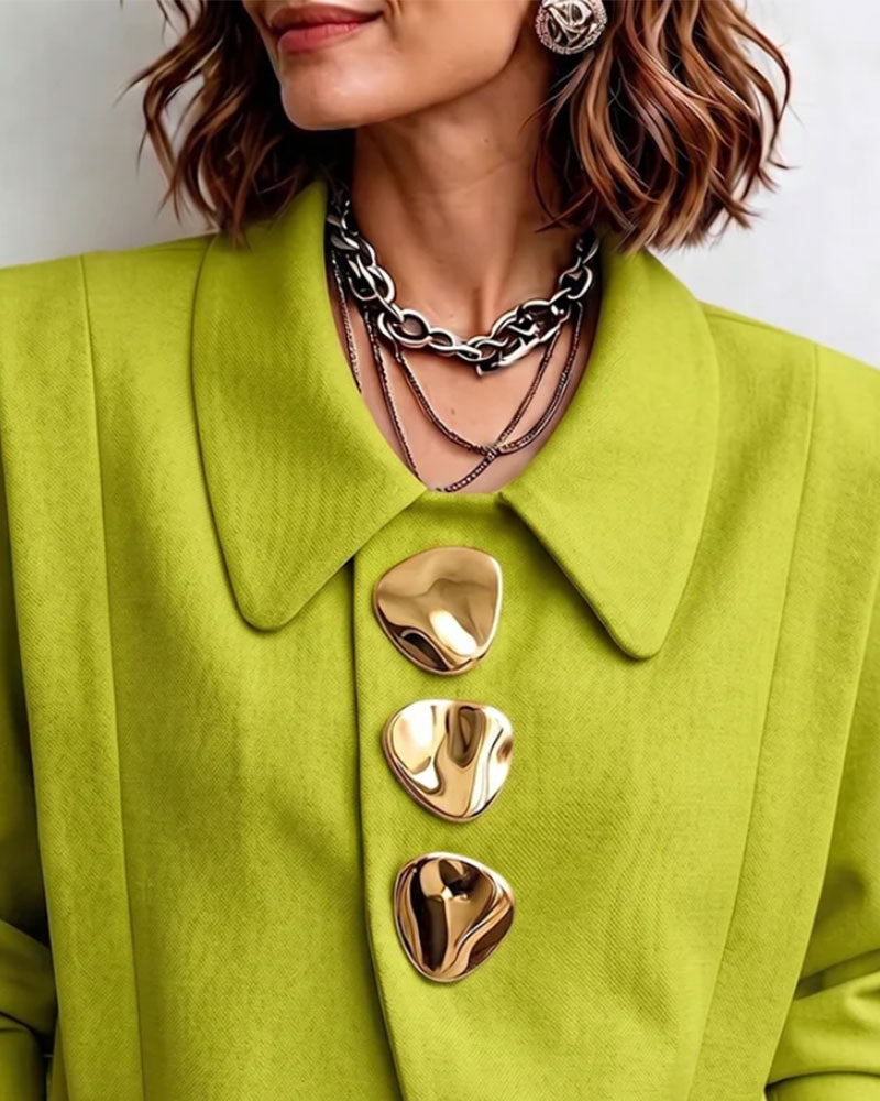 Veste Métal Boucle Revers Décontractée