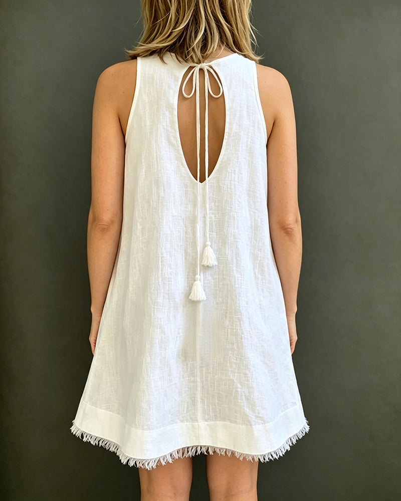 Robe Col Rond Sans Manches Unie Lâche
