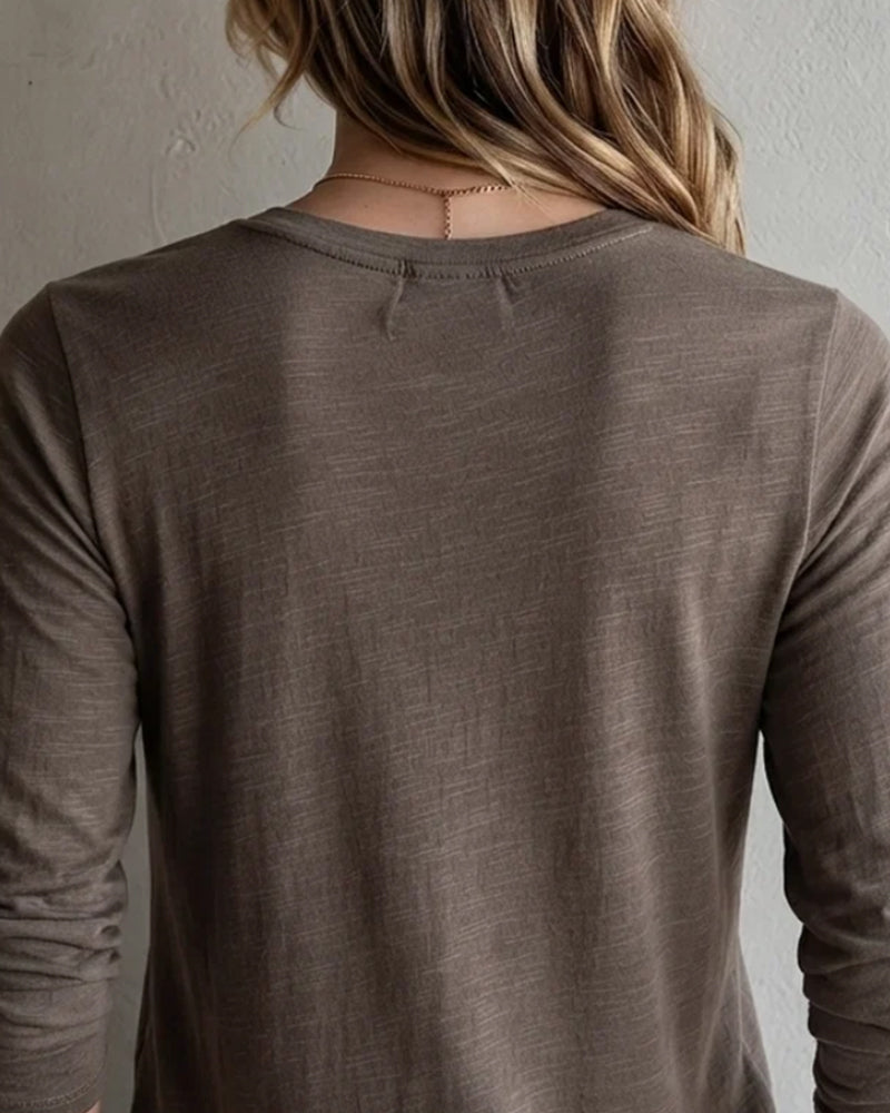 T-Shirt Ourlet Attacher Manches Longues