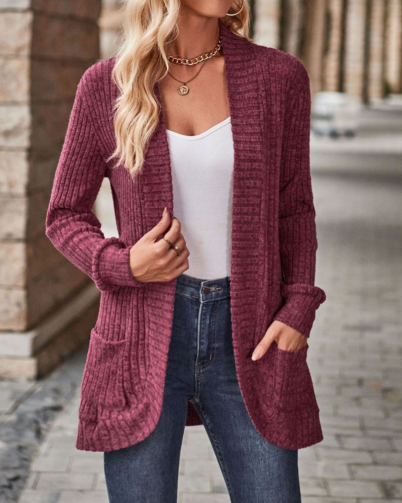 Manteau Brossé Décontracté Manche-Longue