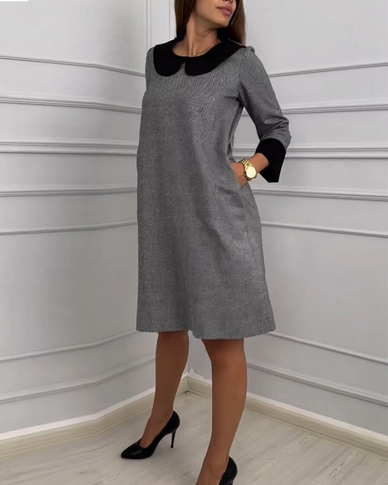 Robe décontractée à poches avec col Peter Pan