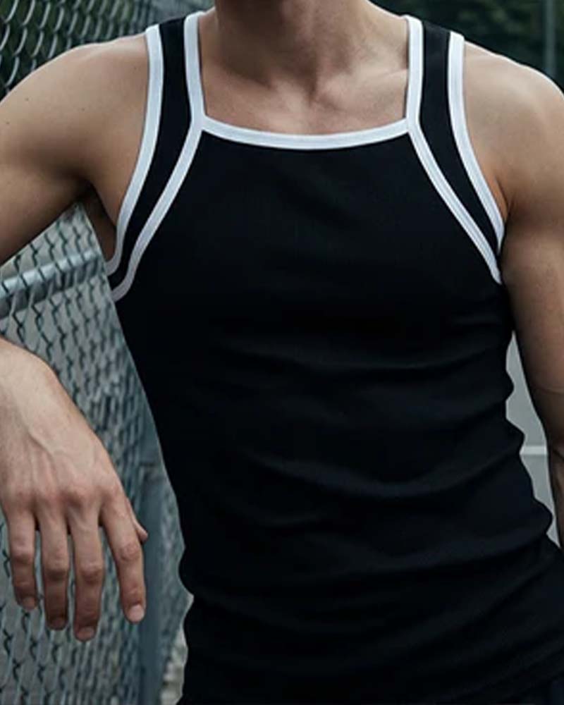 Débardeur Homme Sans Manches Couleur Contrastante
