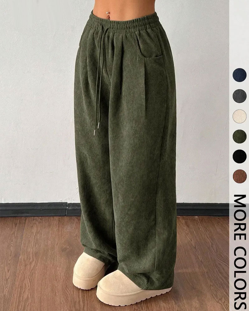 Pantalon Cordon De Serrage Velours Côtelé Long