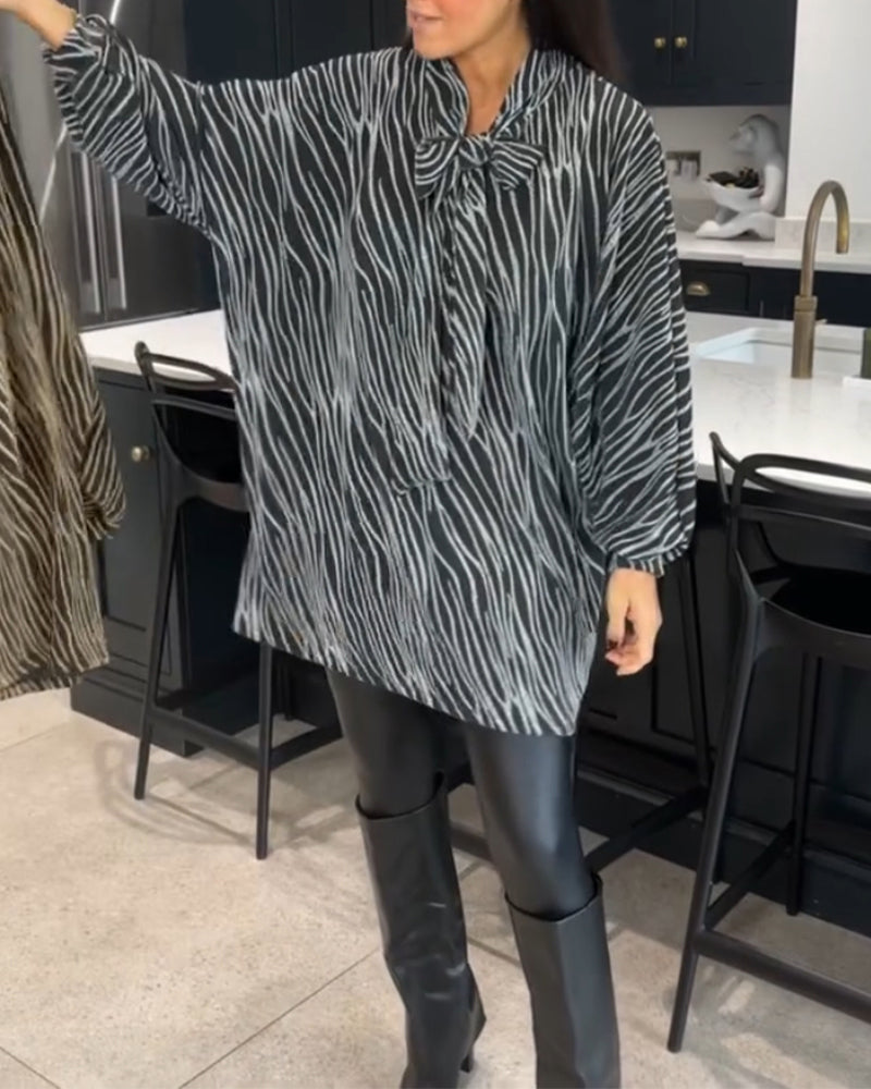 Blouse à imprimé zèbre et manches longues