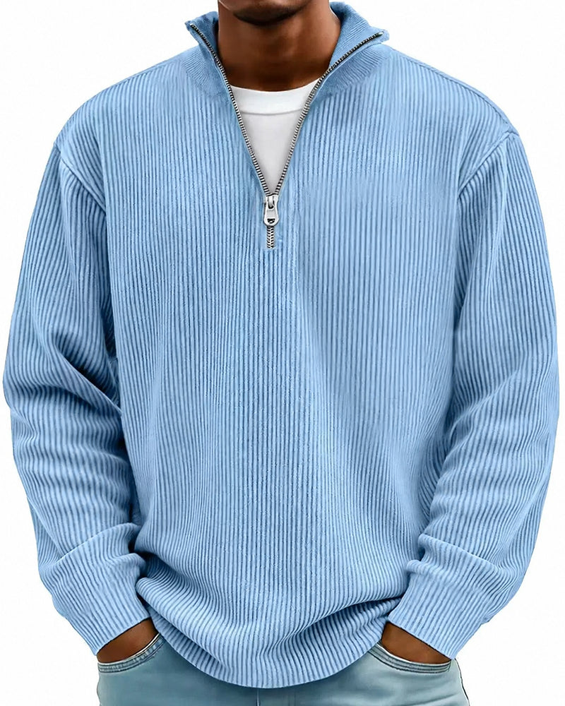 Sweatshirt Homme Fermeture Éclair Col Manche Longue