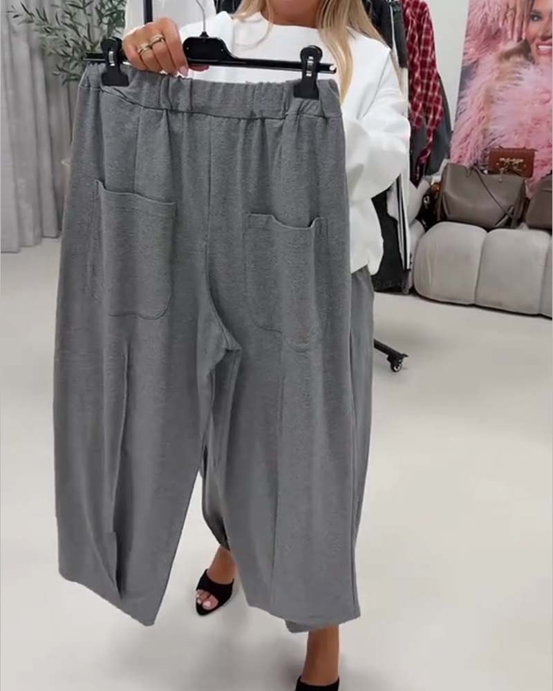Pantalon Plissé Large Jambe Harem Court