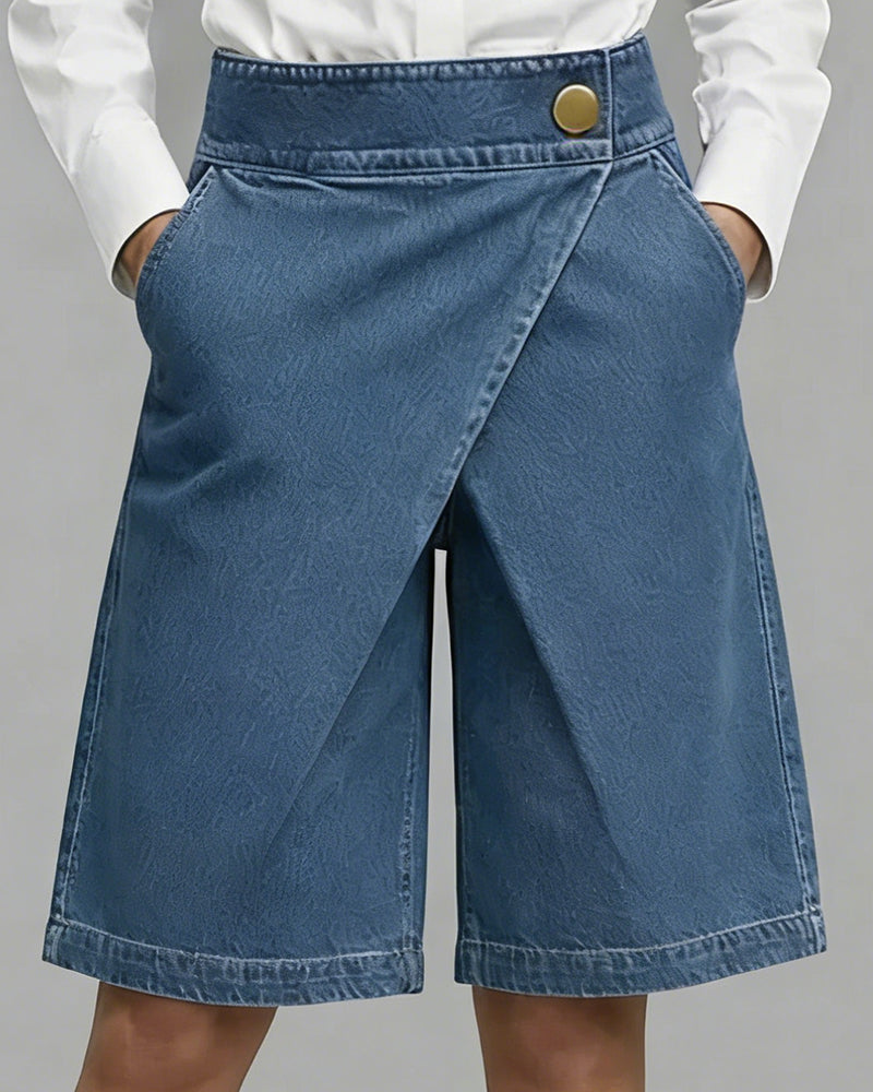 Pantalon En Denim Poche Asymétrique