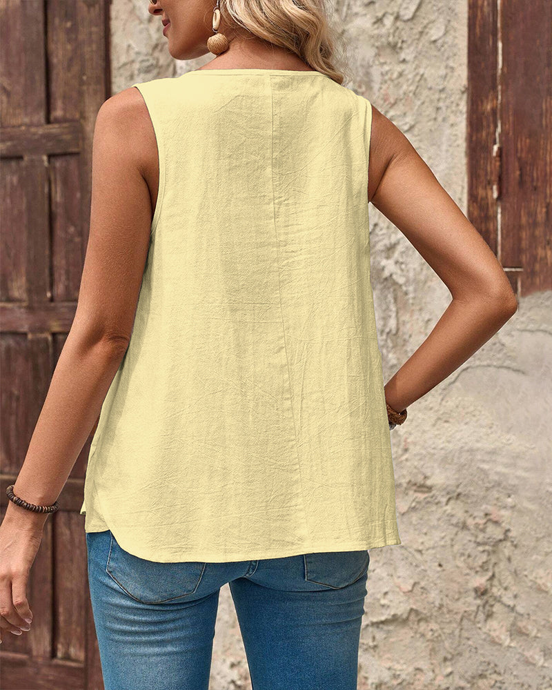 Tank Sleeveless Simple Printed