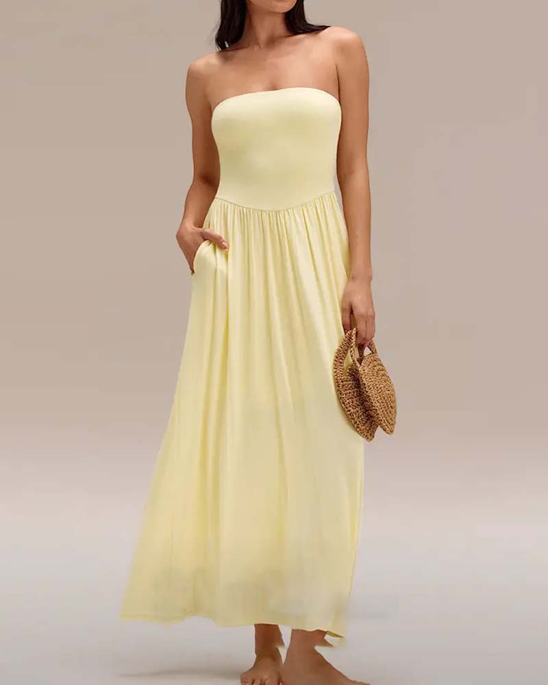 Robe Convertible Sans Bretelles Taille-Cintrée