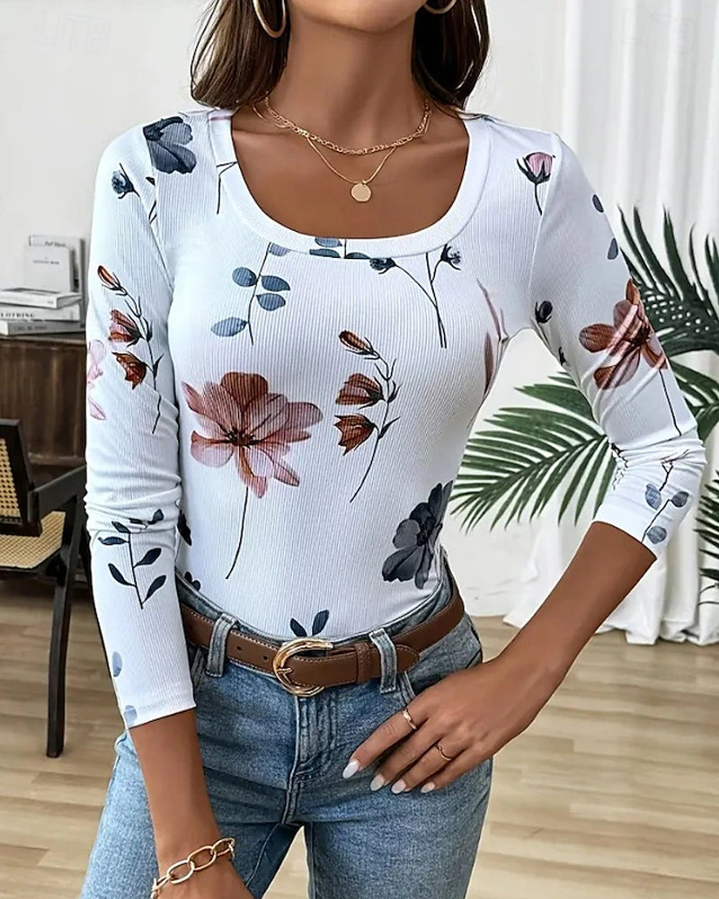 T-Shirt Avec Dessins Floraux Et Design Polyvalent
