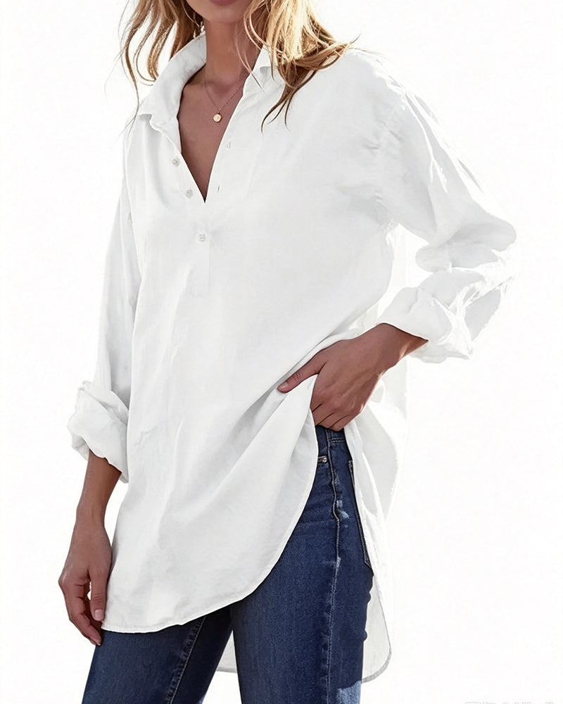Chemise Coupe Lâche Unie Décontractée