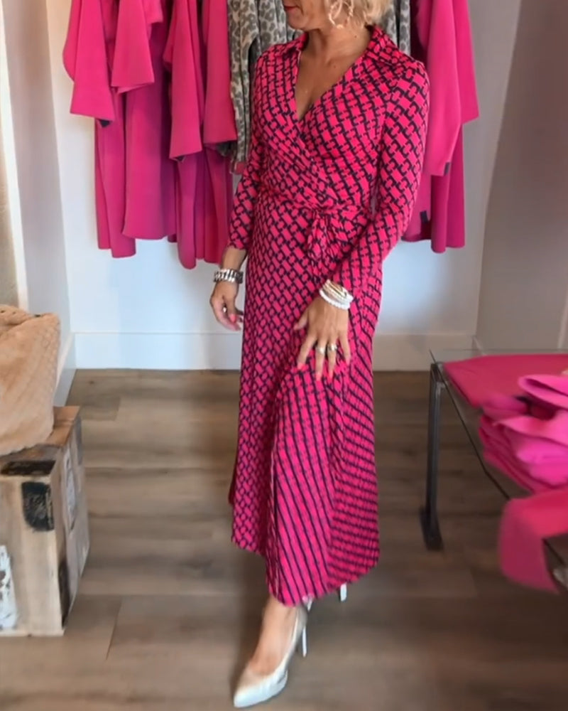 Robe longue élégante à col en V