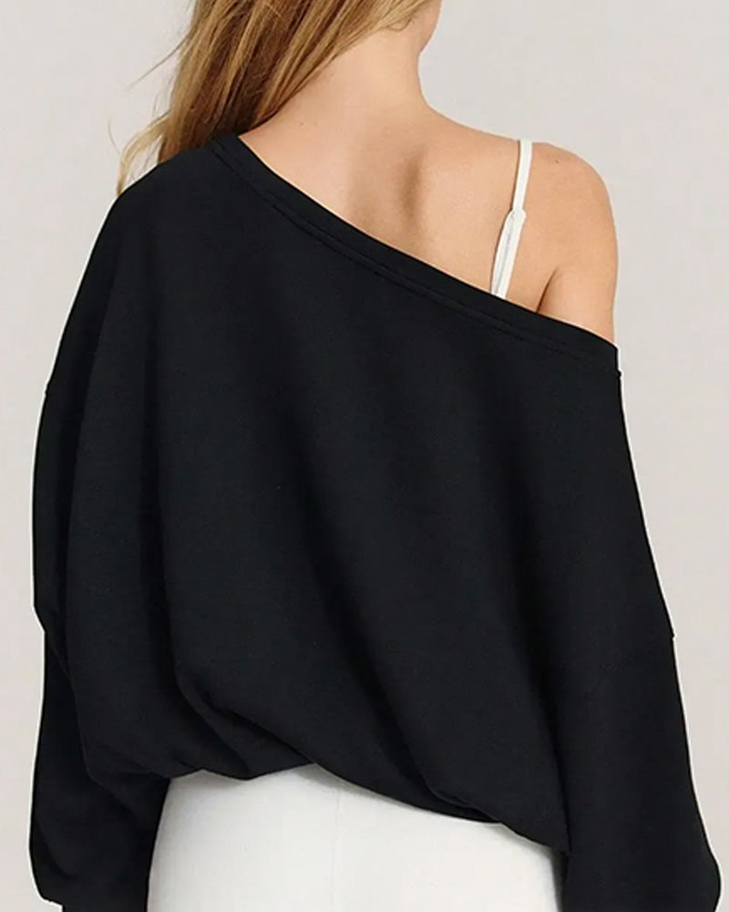 Sweatshirt Une Épaule Cordon Lâche