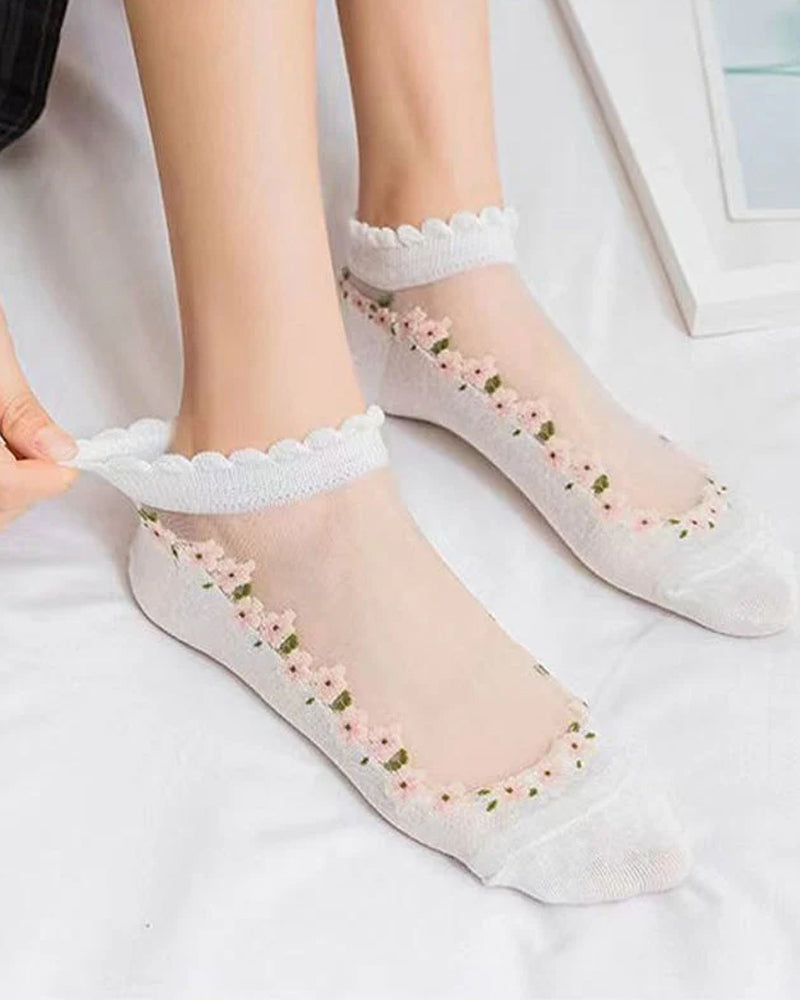 Chaussettes Fleuries Respirables D'Été