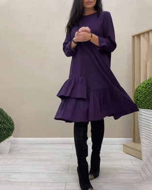 Robe mi-longue à volants