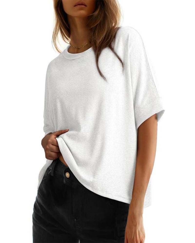 T-Shirt Col Rond Lâche Manches Courtes