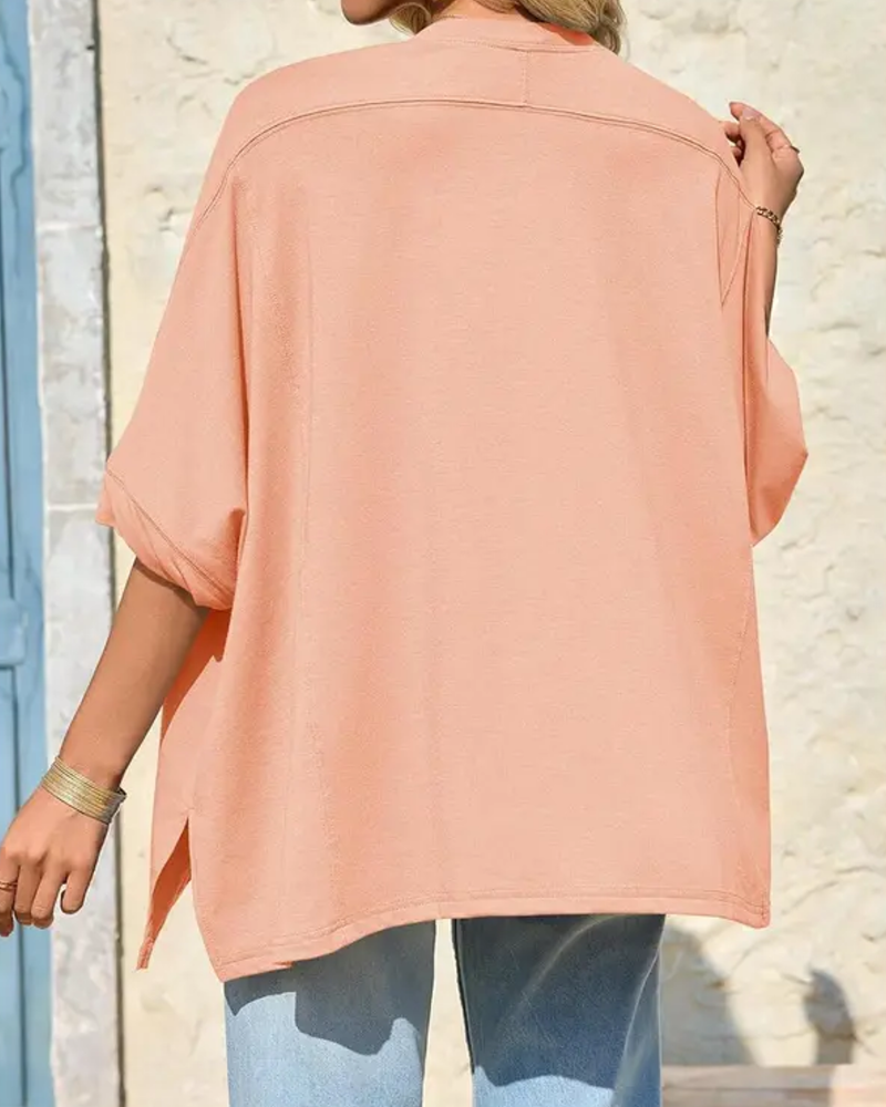 T-Shirt Coupe Loose Quotidien Manche Chauve-Souris