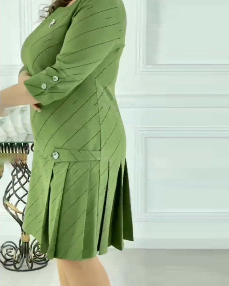 Robe élégante imprimée à col rond