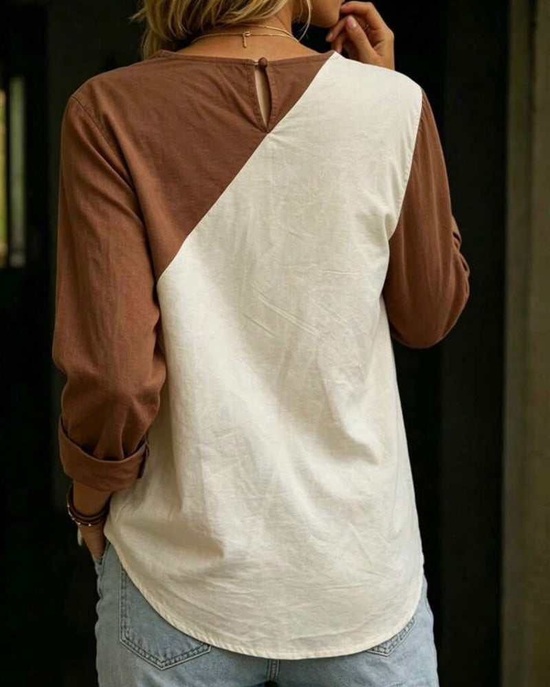 Chemise Patchwork Bouton Bloc De Couleur