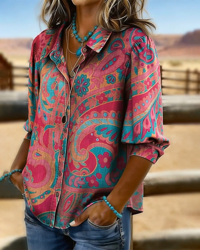 Chemise Tendance Imprimée Manches Courtes Ample