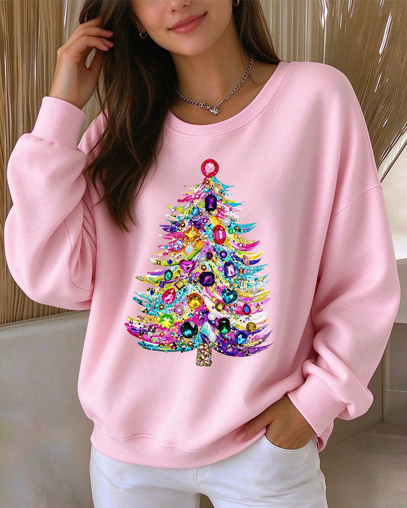 Haut Col Rond Pull Arbre De Noël