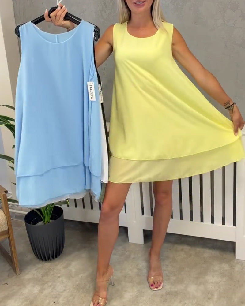 Robe Sans Manches Unie Décontractée