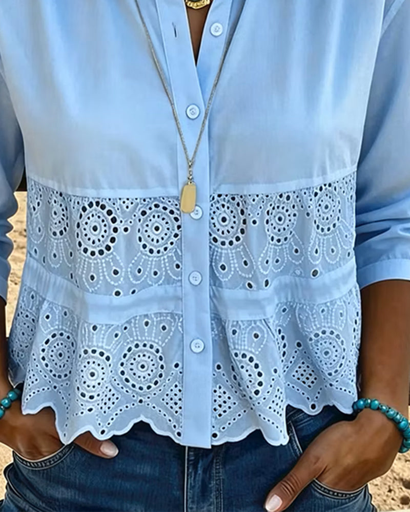 Chemisier Découpe Patchwork Revers