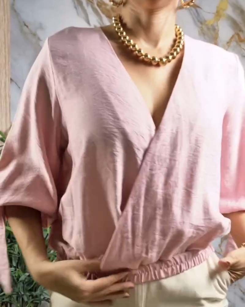 Blouse Col V Taille Élastique